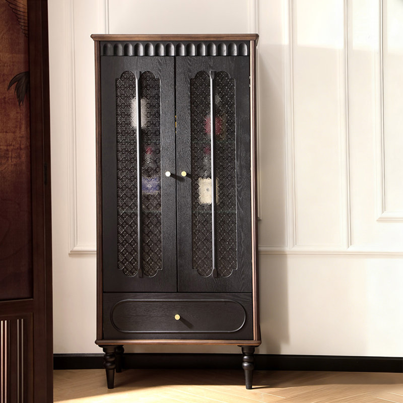 Retro Black Solid Wood Sideboard