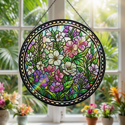 Vitrail de jardin en verre coloré 7,8 po H
