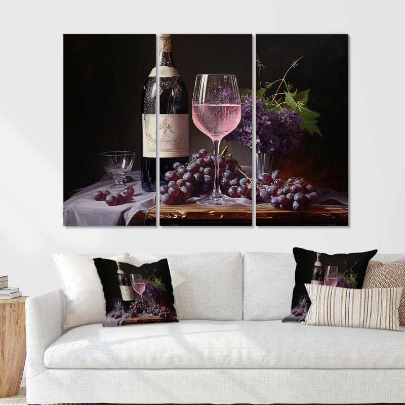 Lambrusco Lustre - ensemble d'art sur toile vin, H 28 po x l 36 po x P 1 po