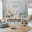 Papier peint tortue marine récif corallien sous-marin décoratif amovible-986333667-986333668