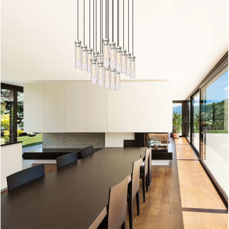 Lustre 17 lumières Mortola, Nickel brossé