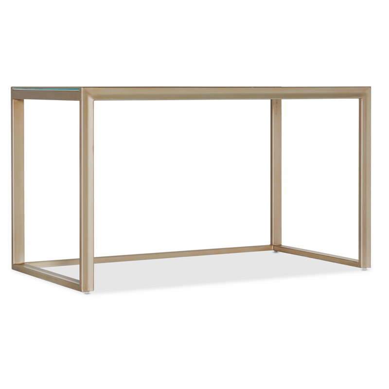 Gold Glass Top Transitional Writing Desk
