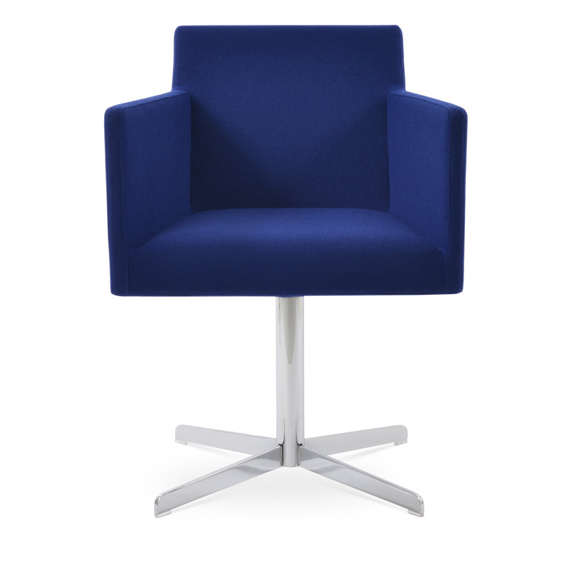 Harput 4 Star Swivel Arm Chair, Chrome, Camira Wool Royal Blue