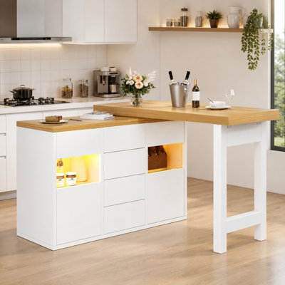 197cm Rotating Expandable and Foldable Bar Cabinet for Flexible Use