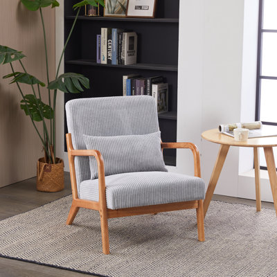 Ensemble de chaise d'appoint Mid-Century en bois d'hévéa massif de 28 po et table de 15,74 po