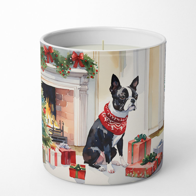 Bougie de Noël parfumée avec support en céramique