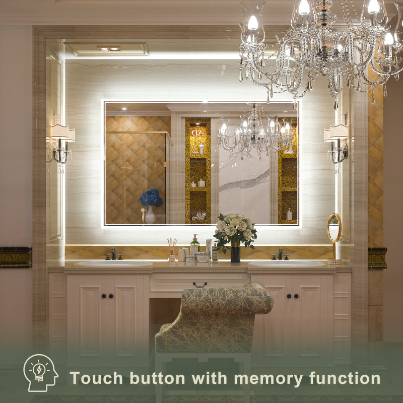Astra Frontlit LED Lighted Bathroom Vanity Mirror Anti Fog Dimmable Wall Mirror, 36" x 55"