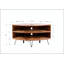 Fan Shape Reclaimed Wood Corner Media Table