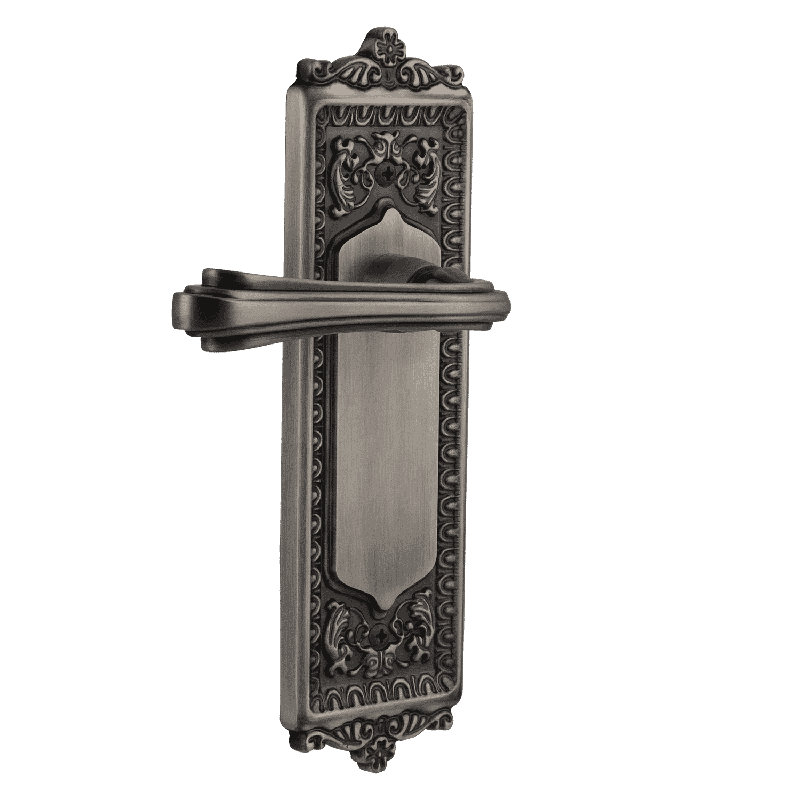 Assiette à œuf et jeu de fléchettes (couloir et garde-robe) avec levier à fleur, Étain antique, 2-3/4"