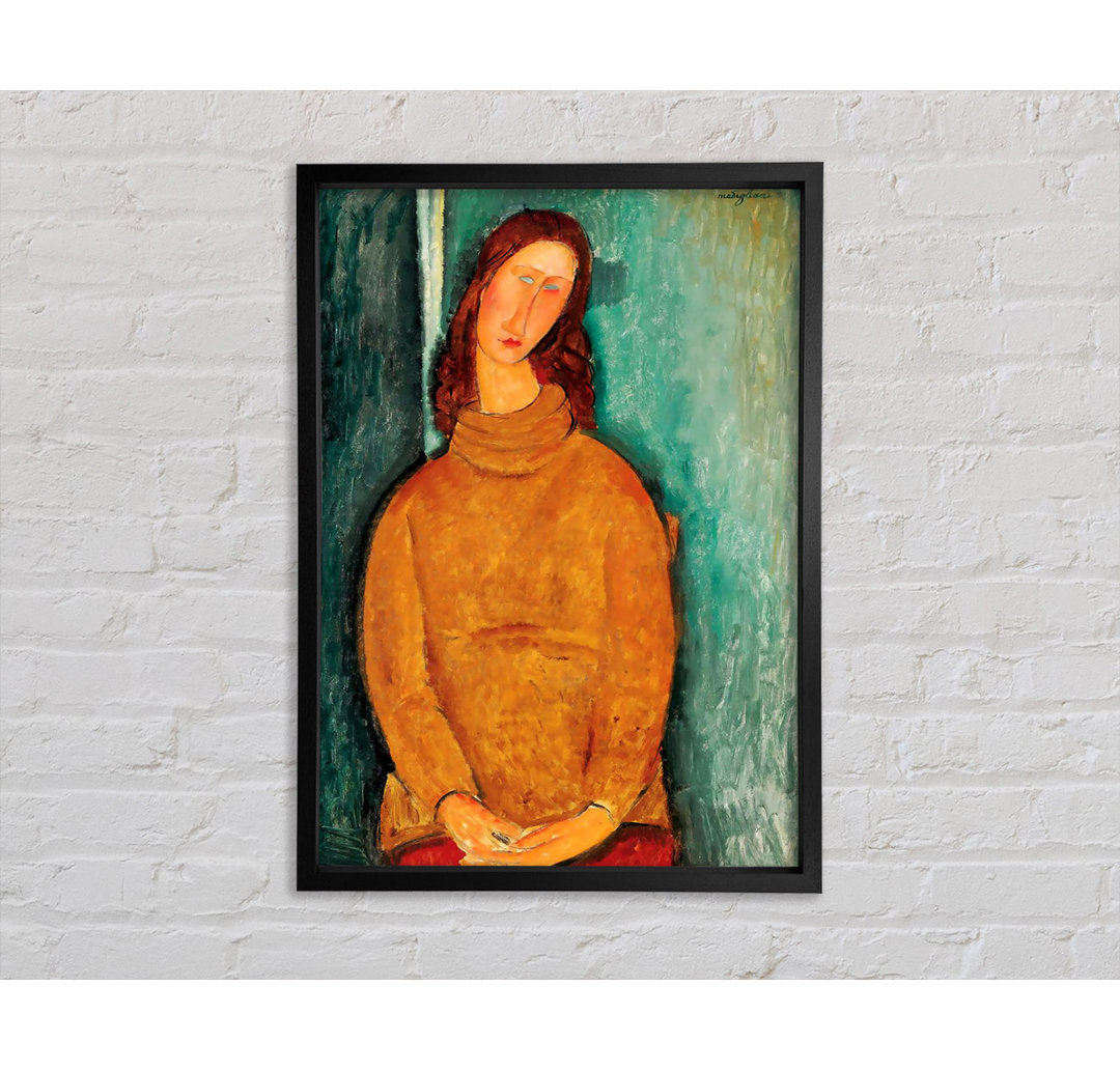 Mondigliani Porträt von Jeanne Hebuterne - Einzelner Bilderrahmen Kunstdrucke auf Leinwand