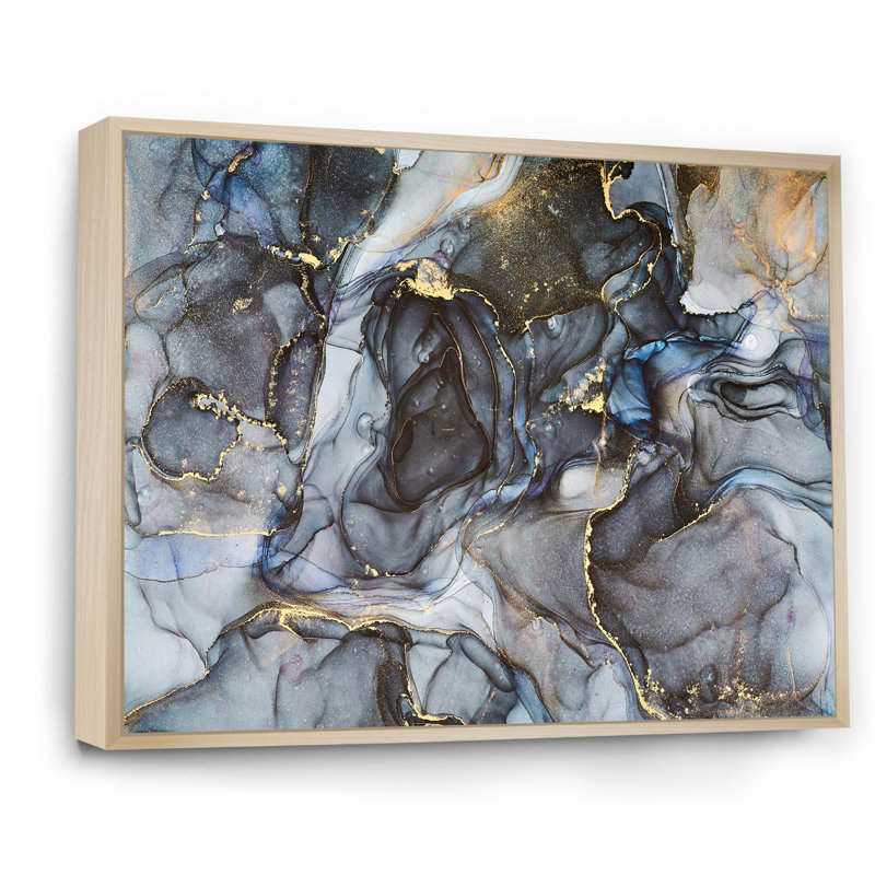 Art or noir infusé noir II - reproduction sur toile, H 16 po x l 32 po, Cadre flottant en érable