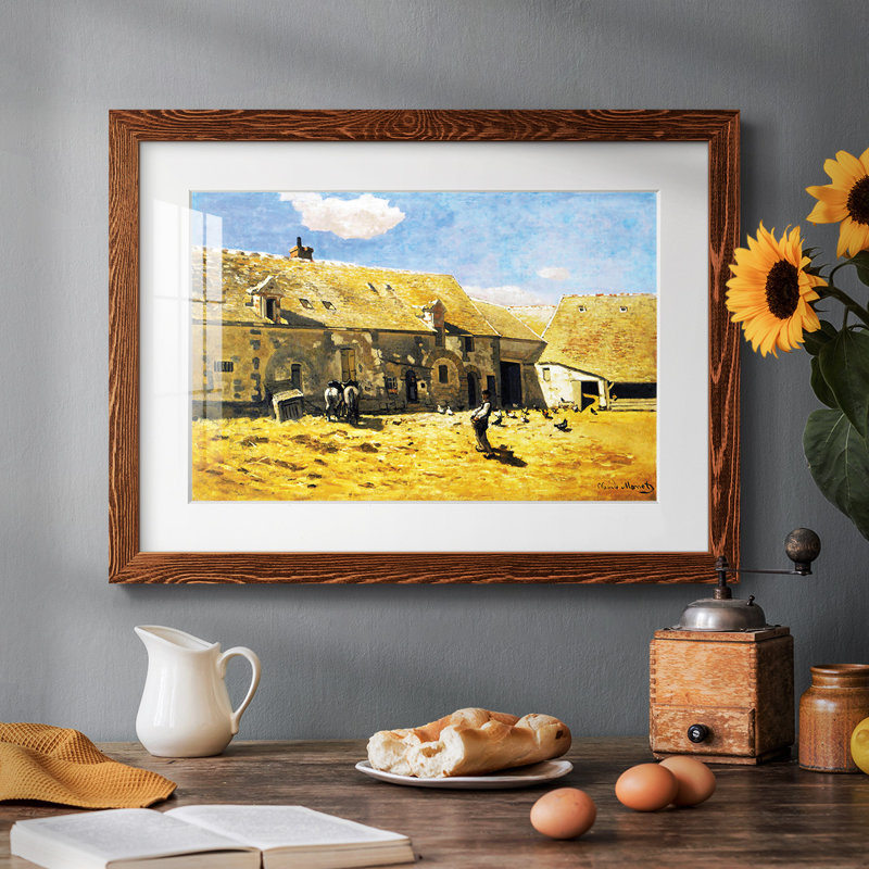 Farm Yard at Chailly, 1865 - Reproduction d'un seul cadre photo, Cadre érable, H 22 po x l 32 po x P 1,5 po
