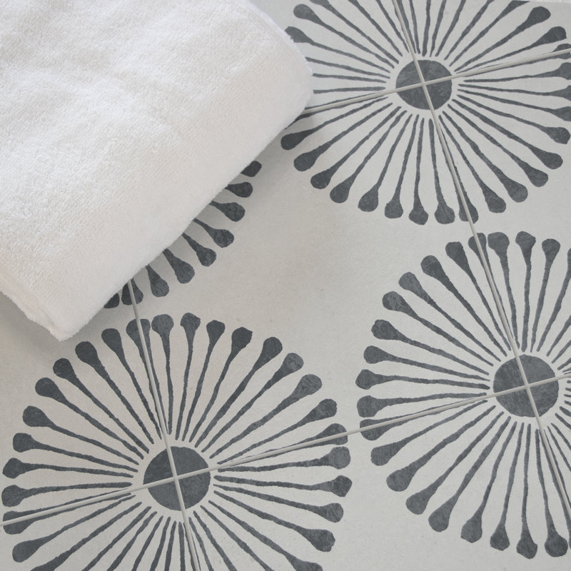 9" W x 9" L x 4mm Peel & Stick Floor Tile Sunflower Luxury Vinyl Flooring, Gray