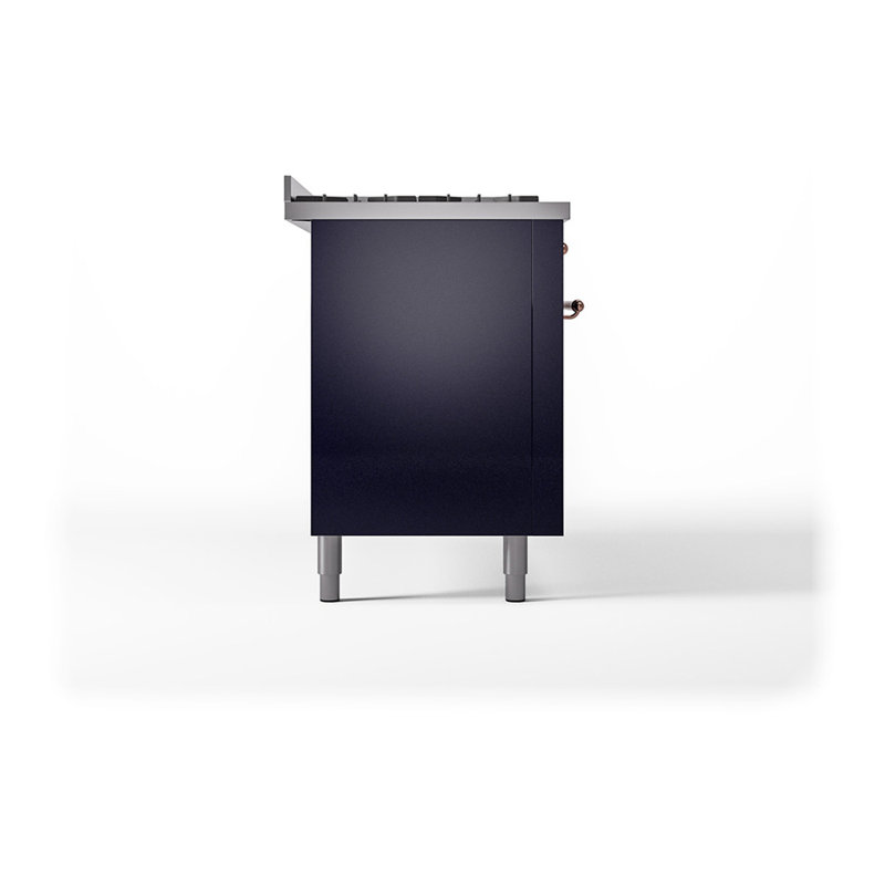 ILVE Nostalgie II Noblesse 60 in Dual Fuel Range, 9 Burner, Griddle, Liquid Propane, Midnight Blue/Copper