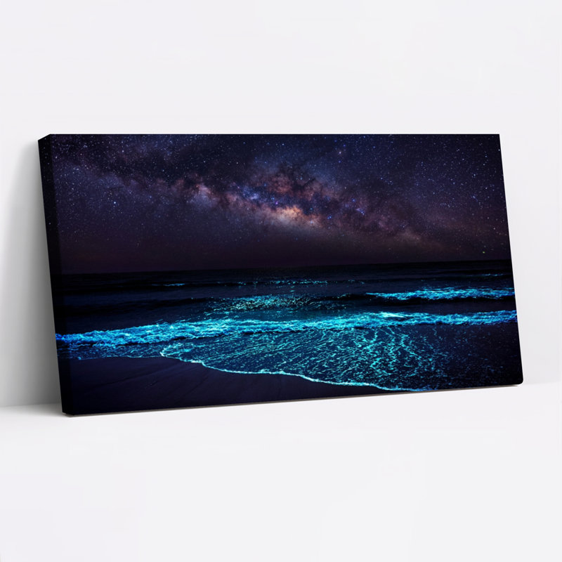 Starry Ocean, reproduction d'art sur toile, ensemble de 1, 48“W x 24”H, Toile tendue