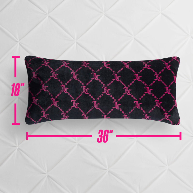 Juicy Couture Lattice Print Plush Body Pillow, Black Lockup Lattice