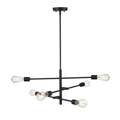 6 Light 25.625" Wide Matte Black Pendant