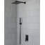 VIBRANTBATH Système de robinet de douche encastré à double tête noir mat 12 po avec inverseur bidirectionnel Abyssal Hush (soupape à pression équilibrée incluse)-58864881