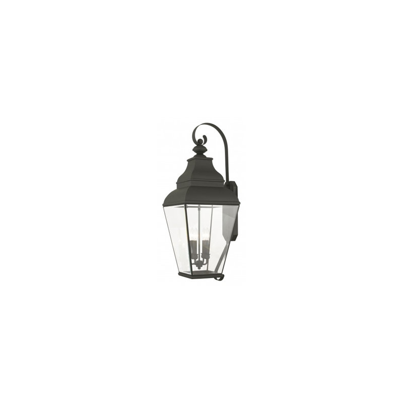 Luminaire suspendu d'extérieur 13,75 po à 4 lumières avec abat-jour en verre biseauté transparent: luminaire, Noir