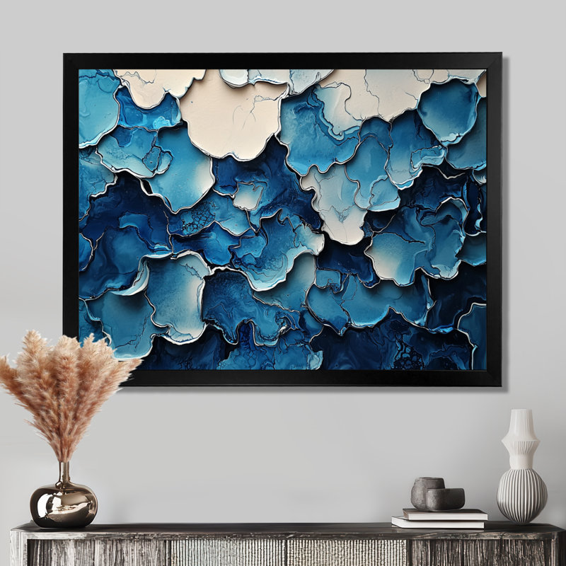 Okla - Abstract Large Wall Art, H 30 po x l 40 po, Cadre simple, Noir