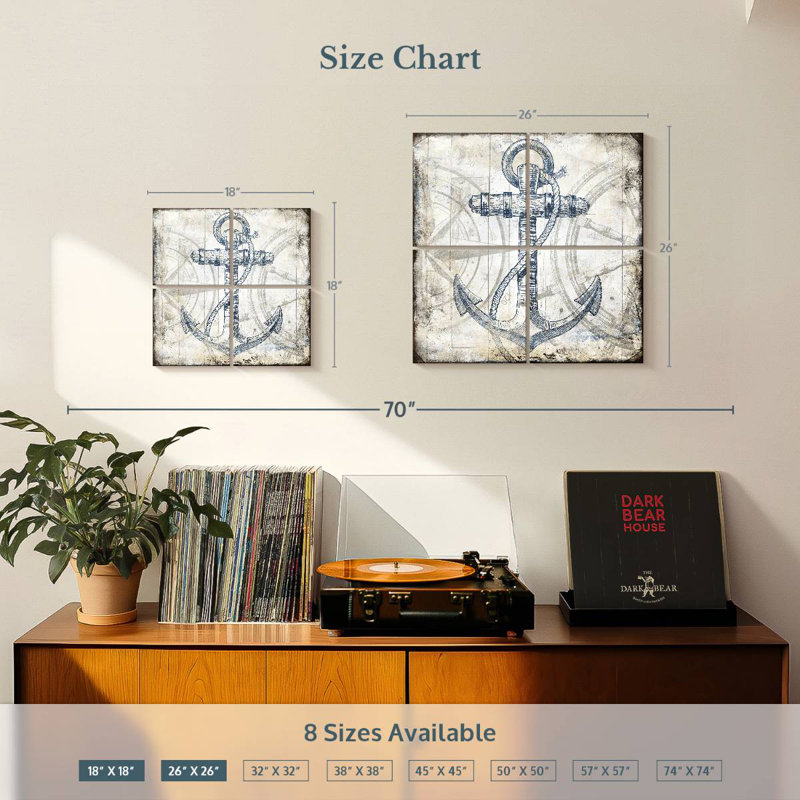 Aletra Anchor Wheel Wood Blocks, 18'' H x 18'' W