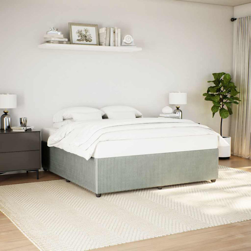 Latitude Run® Bed Frame Without Mattress  Velvet, Light Gray, King