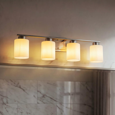 Applique murale moderne 4 lumières pour salle de bain brun foncé avec abat-jour en verre givré Modern Modern