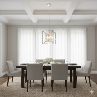 Transitional 4-Light Chrome Pendant With Clear Crystals
