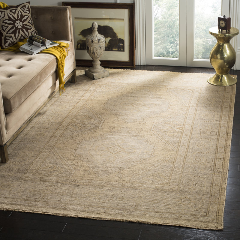 Tapis oriental en laine noué à la main Kline, Gold/Grey, Rectangle 6 pi x 9 pi