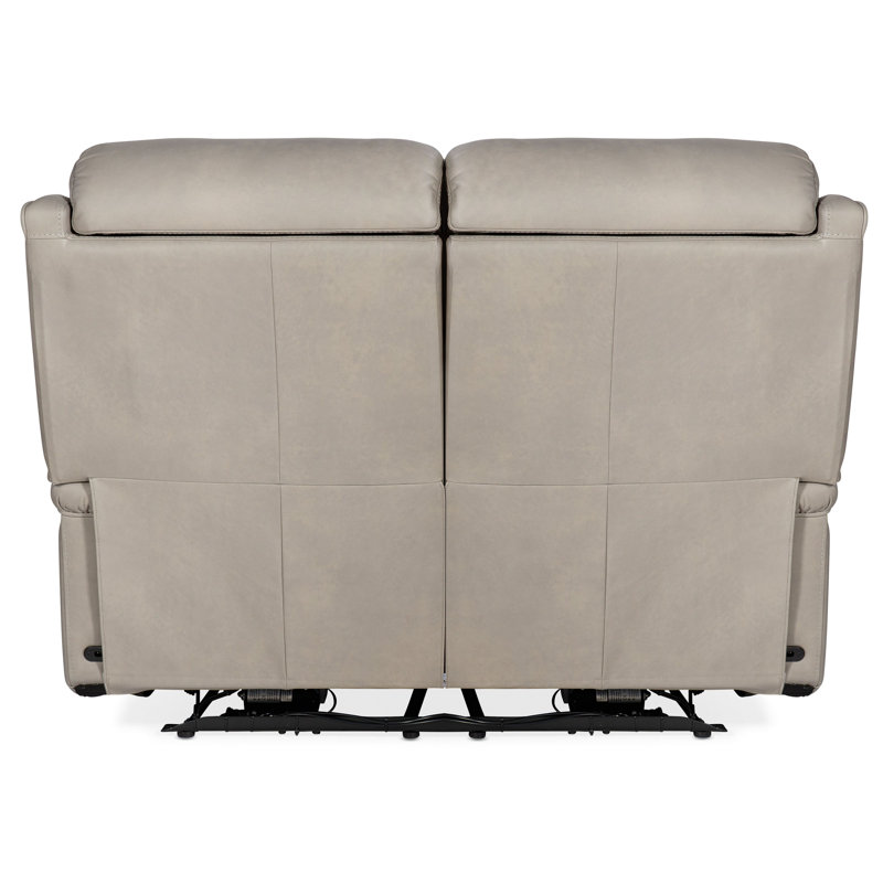 MS 56" Genuine Leather Power Reclining Loveseat, Cuir véritable gris