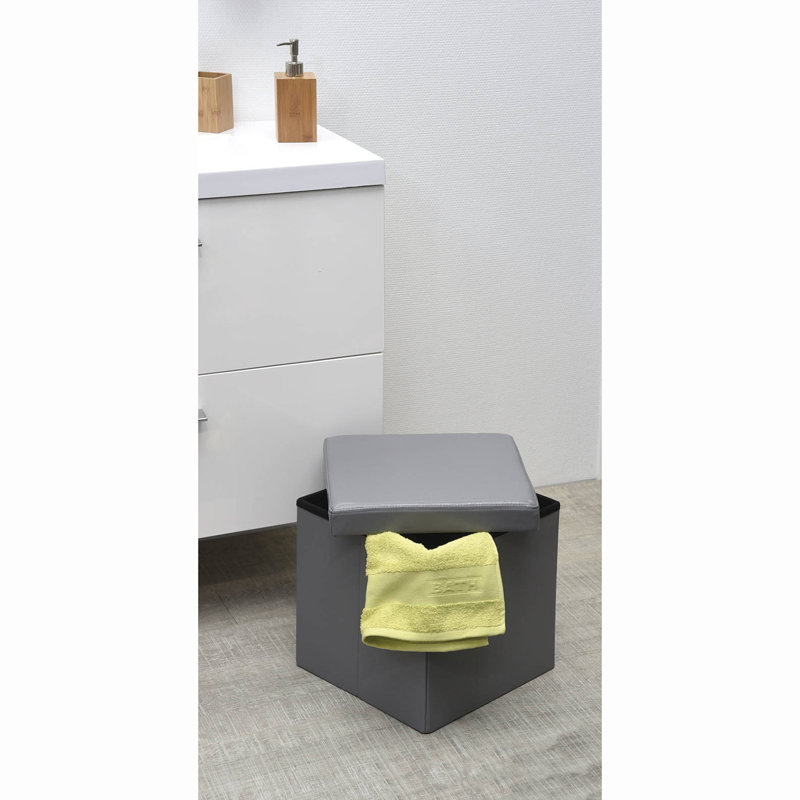 Faux Leather Ottoman, Gray