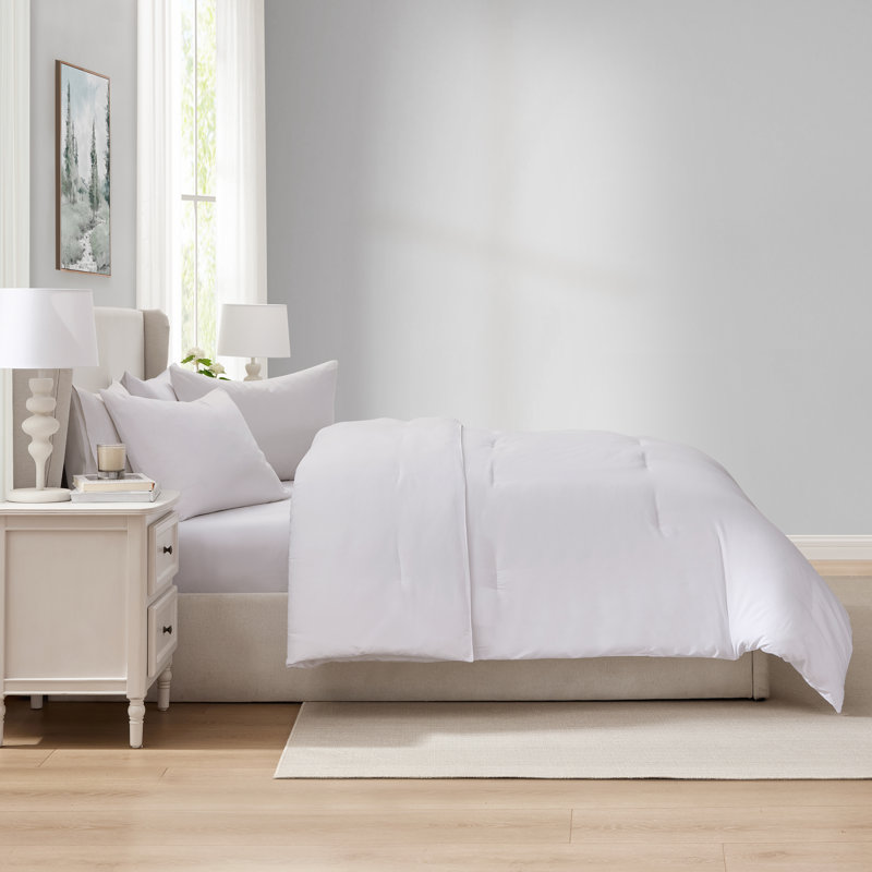  ensemble d'édredon 3 pièces en microfibre douce avec taies décoratives, Blanc, Édredon pour grand lit + 2 taies décoratives
