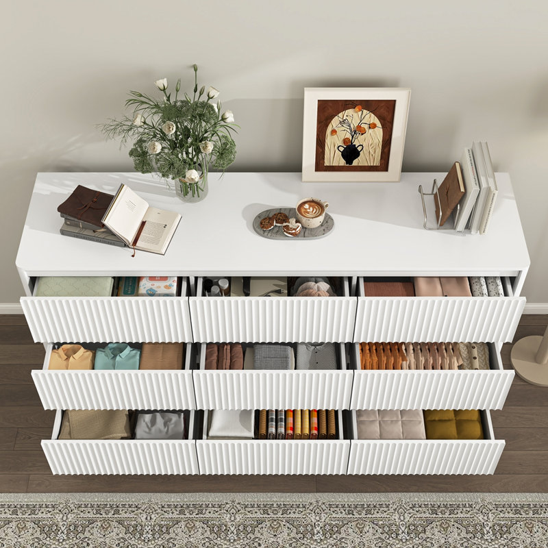 Commode 9 tiroirs Modern Modern, Blanc
