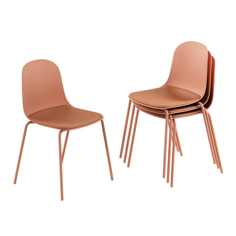 Ensemble de 4 chaises de salle à manger empilables Serena, Rouge, Rouge