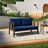 Solid Wood Teak Outdoor Loveseat With Cushion And Arms-8681612-8681602