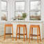 Tabouret de bar 30 po à finition naturelle avec siège en cuir reconstitué - élégant et pratique-2022955602-2022955600