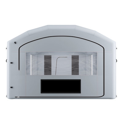 Cabine de peinture gonflable, 28 x 15 x 10 pi, cabine de pulvérisation portable avec souffleurs de 750 W + 950 W, grand filtre en coton, zone de changement, tente de peinture de toit arquée pour camionnette de taille moyenne, grands meubles, gris