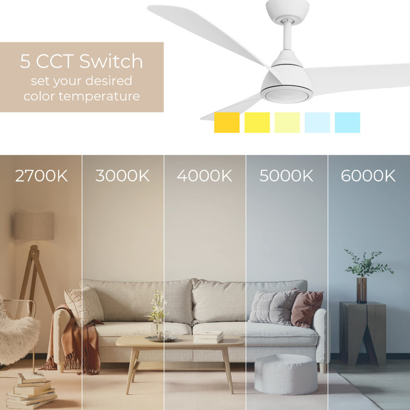 Ventilateur de plafond convertible à 2 pales ou ventilateur encastré à 2 pales Versa 52 pouces Versa, Blanc mat