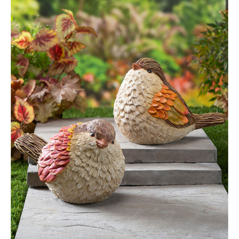 Autumn Bird Garden Statues, Set Of 2