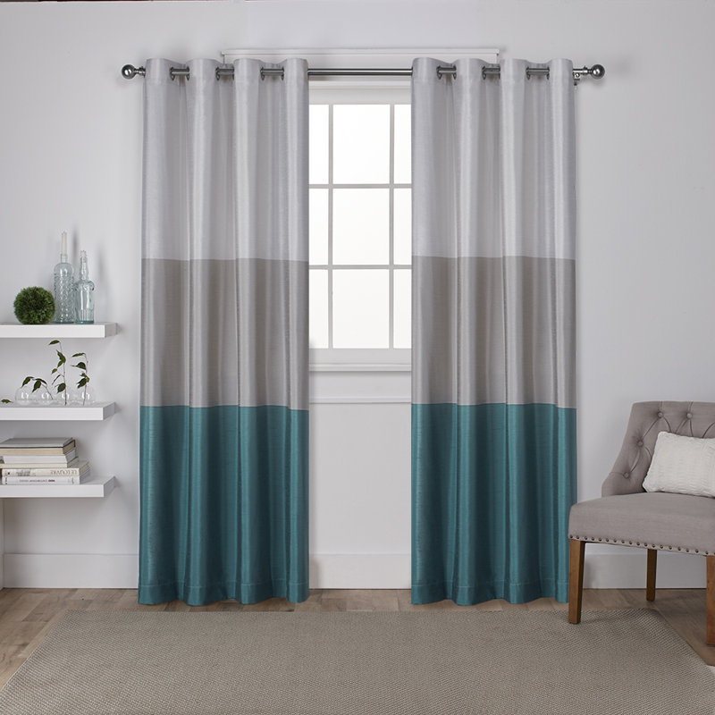 Ghevont Semi Sheer Sliding Panel Pair, Teal, 54" W x 63" L
