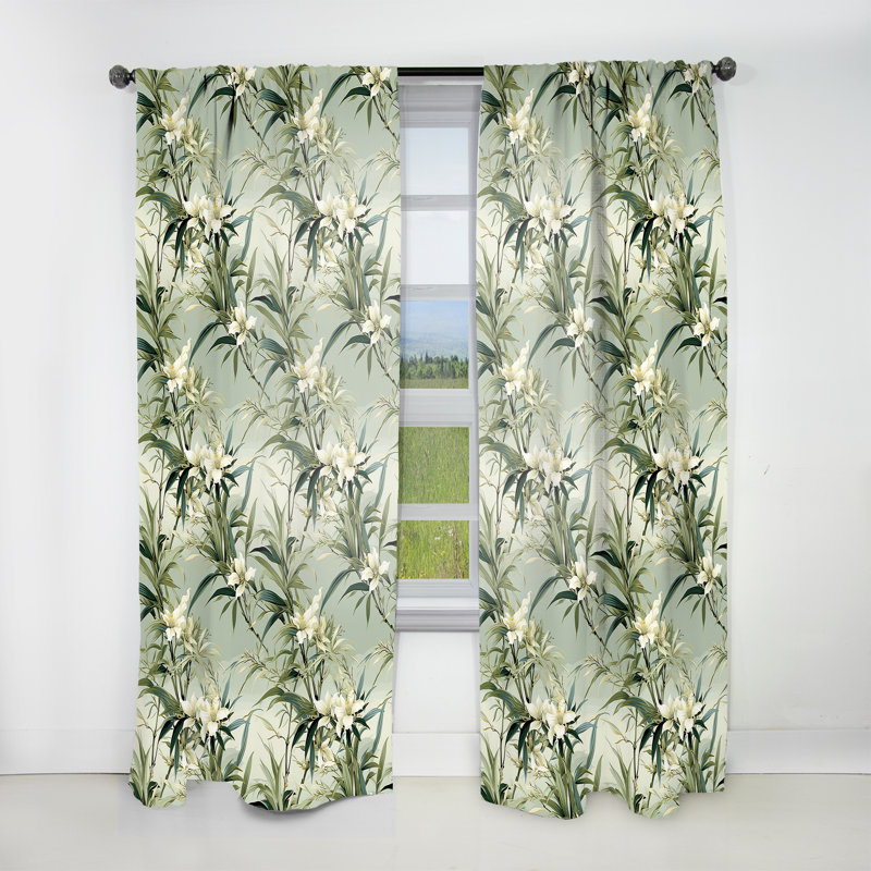 Bambou fusion motif tropical II - rideau floral - rideau obscurcissant floral - 1 panneaux, L 52 po x L 95 po