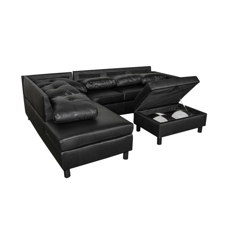 Ensemble de canapés modulaires 3 pièces Modern, Noir