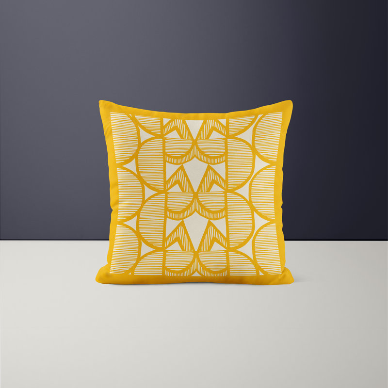 Jeté carré en polyester intérieur / extérieur, L 15 po x H 15 po, Jaune