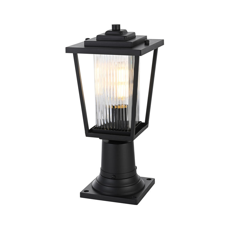 Musson Outdoor Post Light in Black, 15.5" H x 6.5" W x 6.5" D