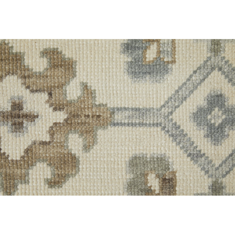 Karina Hand Knotted Wool Ikat Area Rug in Beige/Dash Gray, Rectangle 2' x 3'