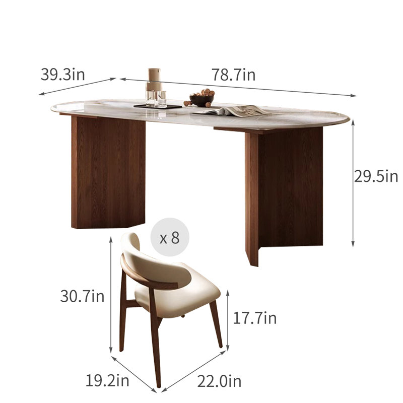 Ensemble de table de salle à manger moderne et simple en pierre de luxe