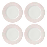 Lenox Gingham Pink Dinner Plates - Set of 4