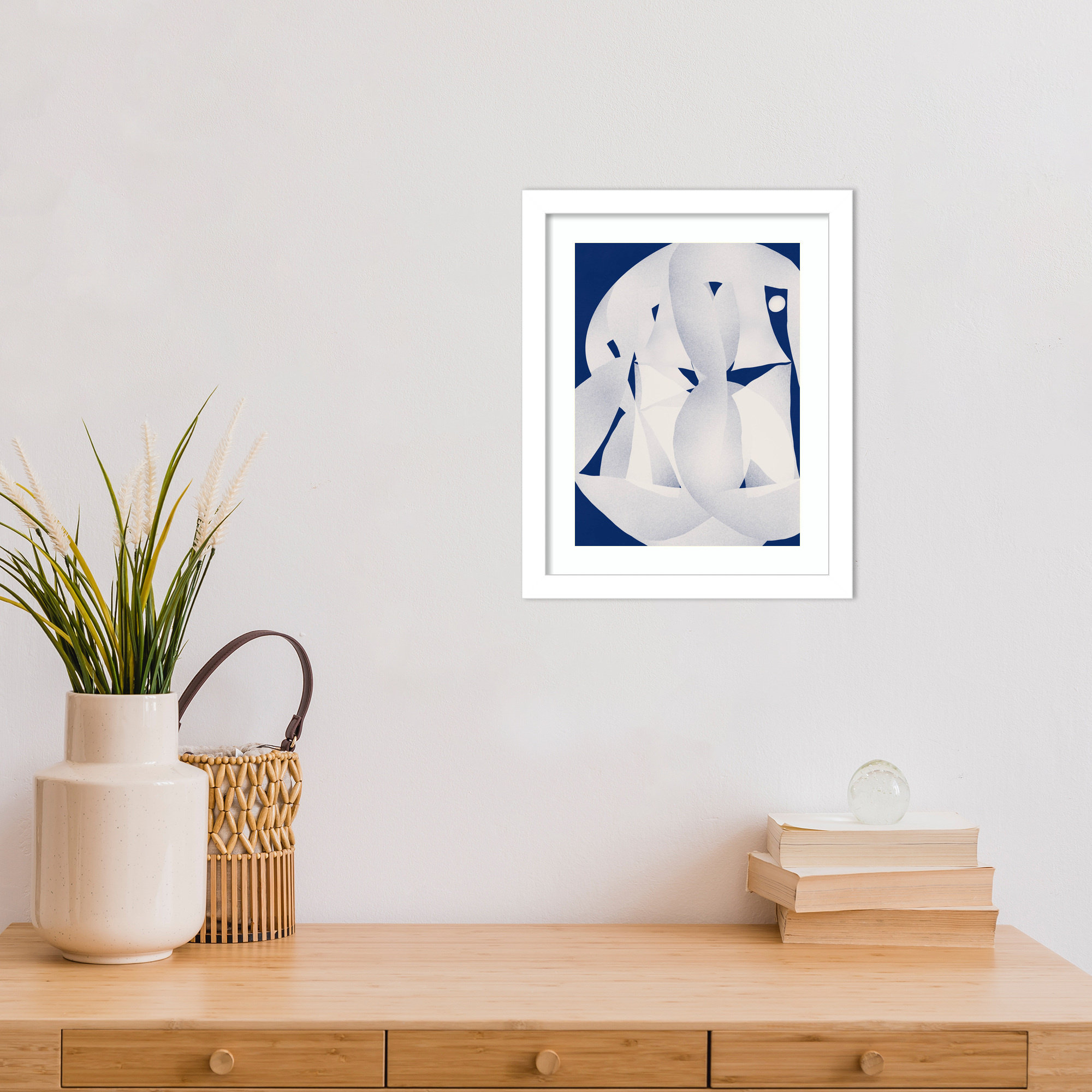 Paper Sculpture Abstract by Little Dean Wood Framed Wall Art Print, 13" H x 11" W, White