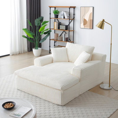 Chaise longue 64 po x 46 po pour canapé-lit rembourré surdimensionné pour l'intérieur, canapé-lit, chaises de lecture, coussins moelleux en fausse fourrure pour canapé de salon
