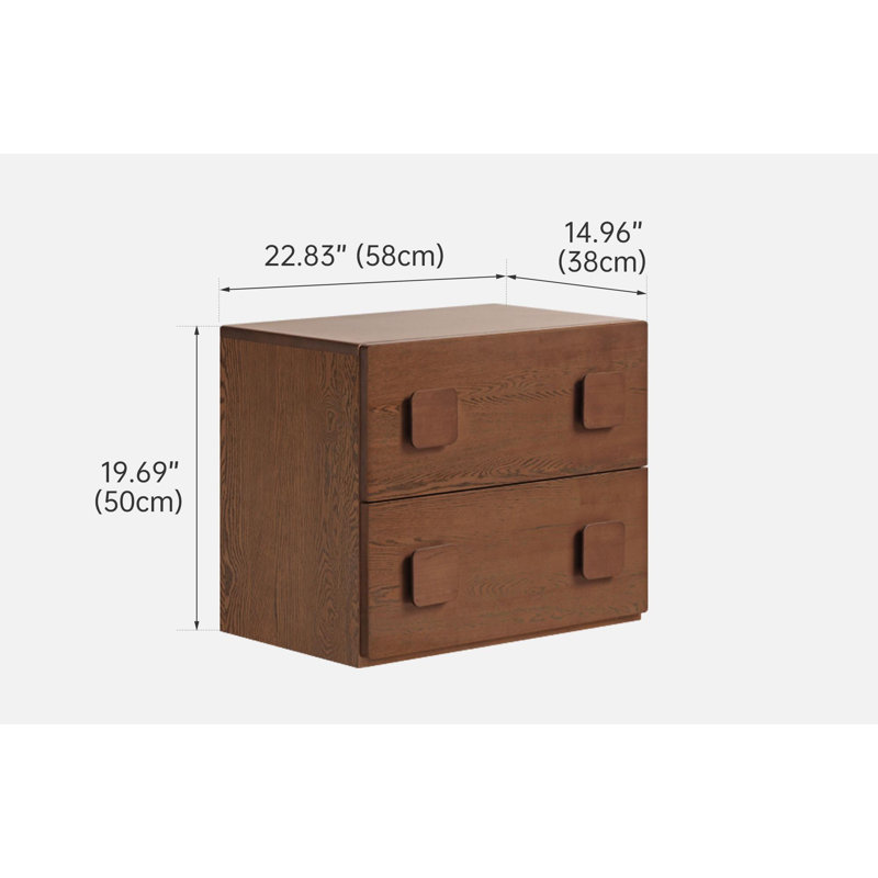 22.8"W Solid Wood Nightstand, Brown Oak, Individual